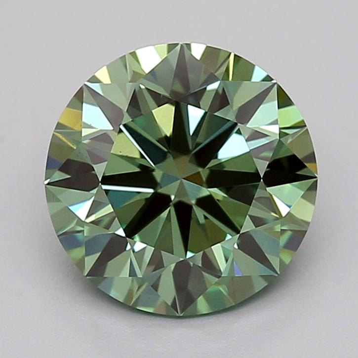 1.52 Ct. Fancy Vivid  Green Round Lab Grown Diamond