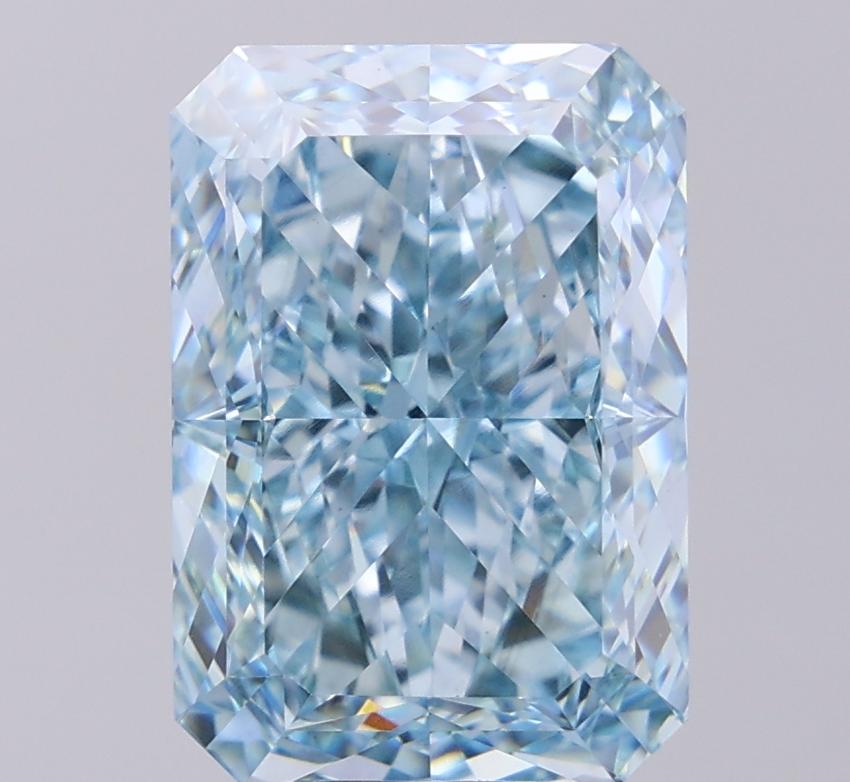 7.02 Ct. Fancy Intense Greenish Blue Radiant Lab Grown Diamond