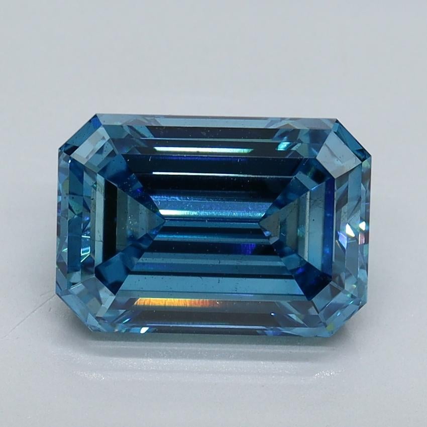 3.01 Ct. Fancy Vivid Malibu Blue Emerald Lab Grown Diamond