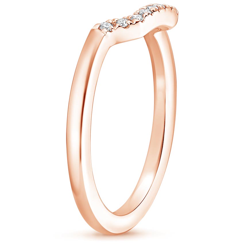 14K Rose Gold Midi Linear Nesting Diamond Ring, large side view