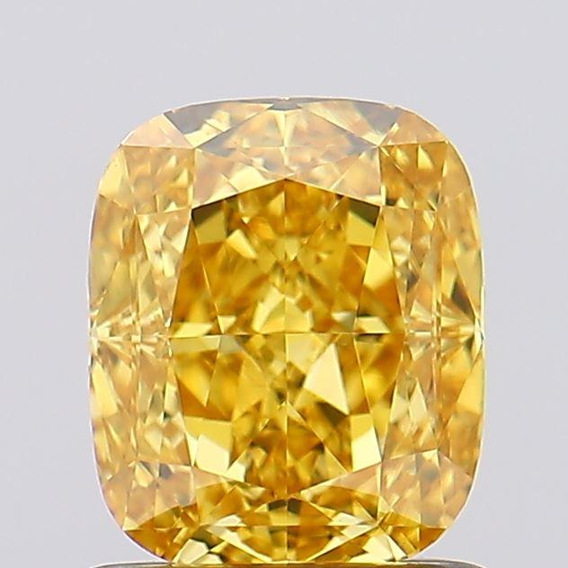 1.27 Ct. Fancy Vivid Yellow Cushion Lab Grown Diamond