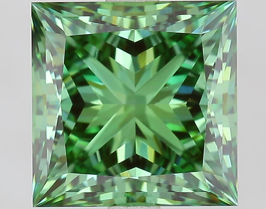3.39 Ct. Fancy Vivid Green Princess Lab Grown Diamond