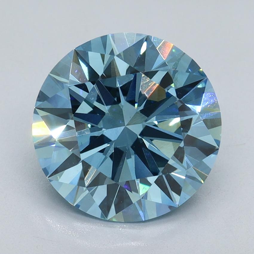 3.09 Ct. Fancy Vivid Blue Round Lab Grown Diamond