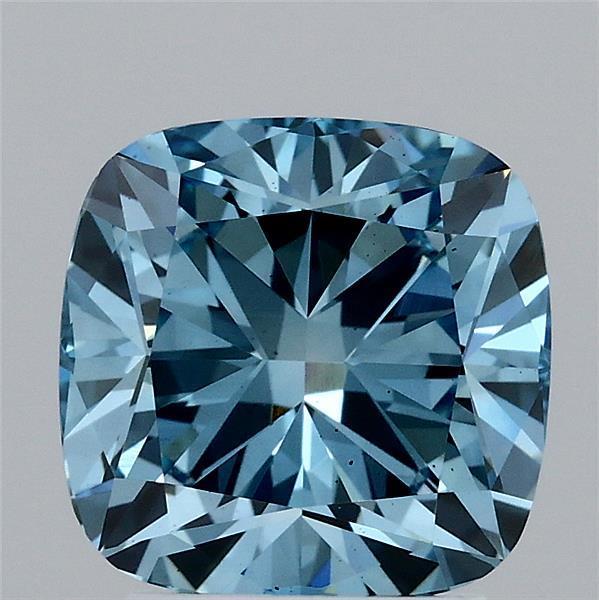 2.59 Ct. Fancy Vivid  Blue Cushion Lab Grown Diamond