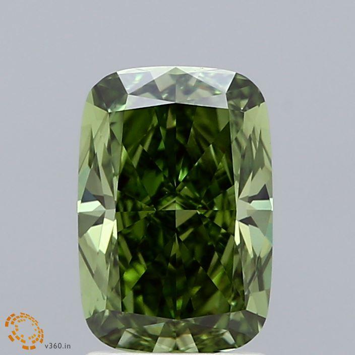 2.00 Ct. Fancy Vivid  Green Cushion Lab Grown Diamond