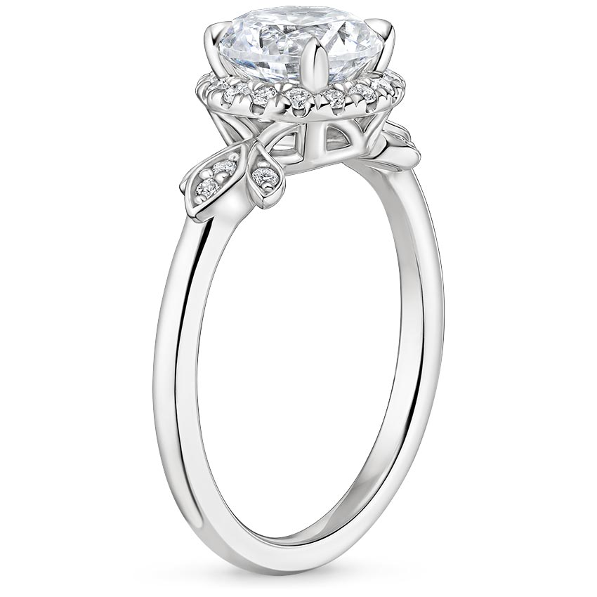 18K White Gold Fiorella Halo Diamond Ring (1/6 ct. tw.), large side view