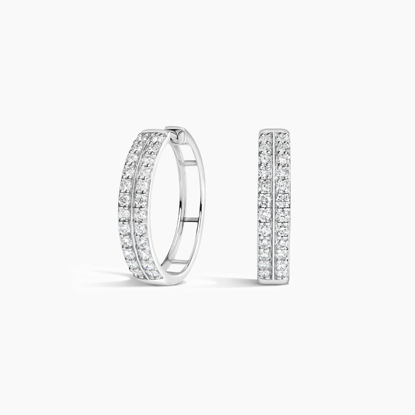 Diamond Hoop Earrings In HPHT Diamonds 14K White Gold From Jewelpa, 1 Ct  Approx, 14 Kt at Rs 54899/pair in Surat