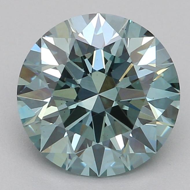 1.02 Ct. Fancy Vivid Bluish Green Round Lab Grown Diamond
