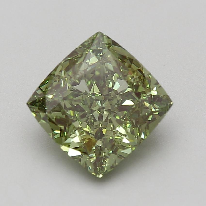 4.01 Ct. Fancy Vivid Green Cushion Lab Grown Diamond