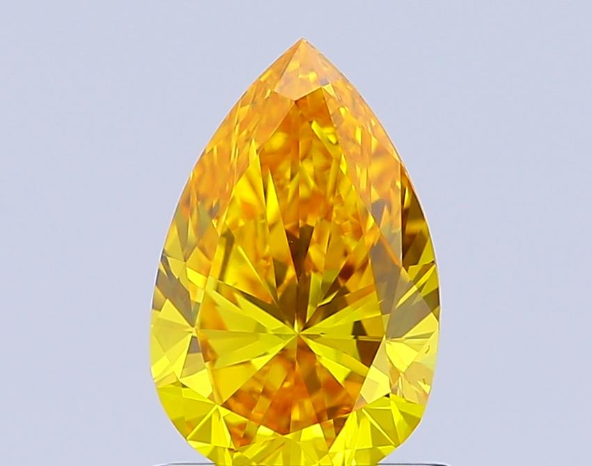 0.99 Ct. Fancy Vivid Yellow Pear Lab Grown Diamond