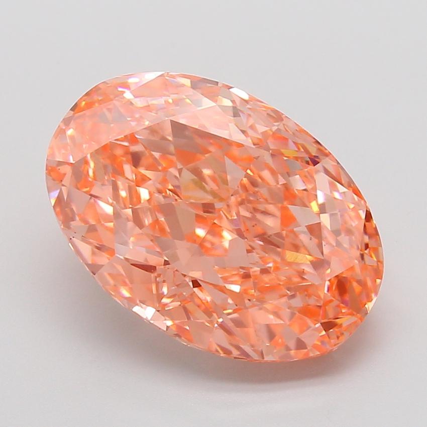 8.06 Ct. Fancy Vivid Orangy Pink Oval Lab Grown Diamond