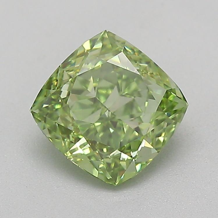 0.71 Ct. Fancy Vivid  Green Cushion Lab Grown Diamond