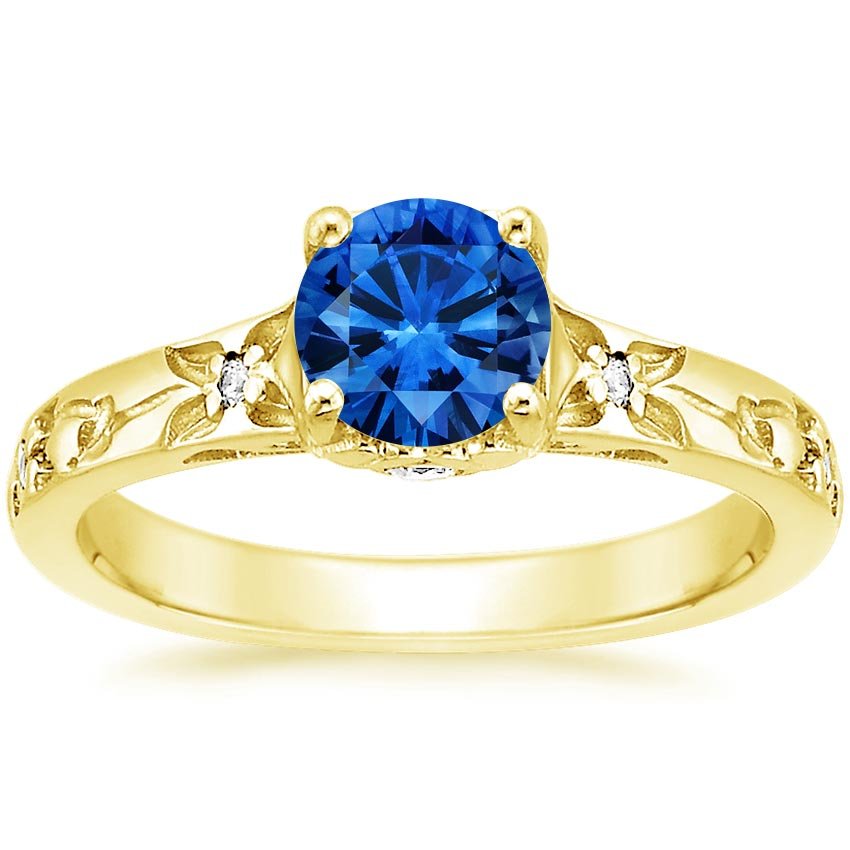 Sapphire Flower Bud Ring in 18K Yellow Gold