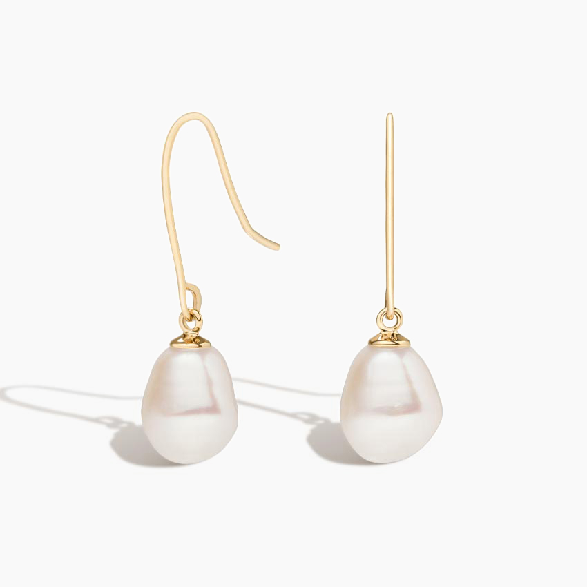 14K Yellow Gold Baroque Freshwater Cultured Pearl Earrings