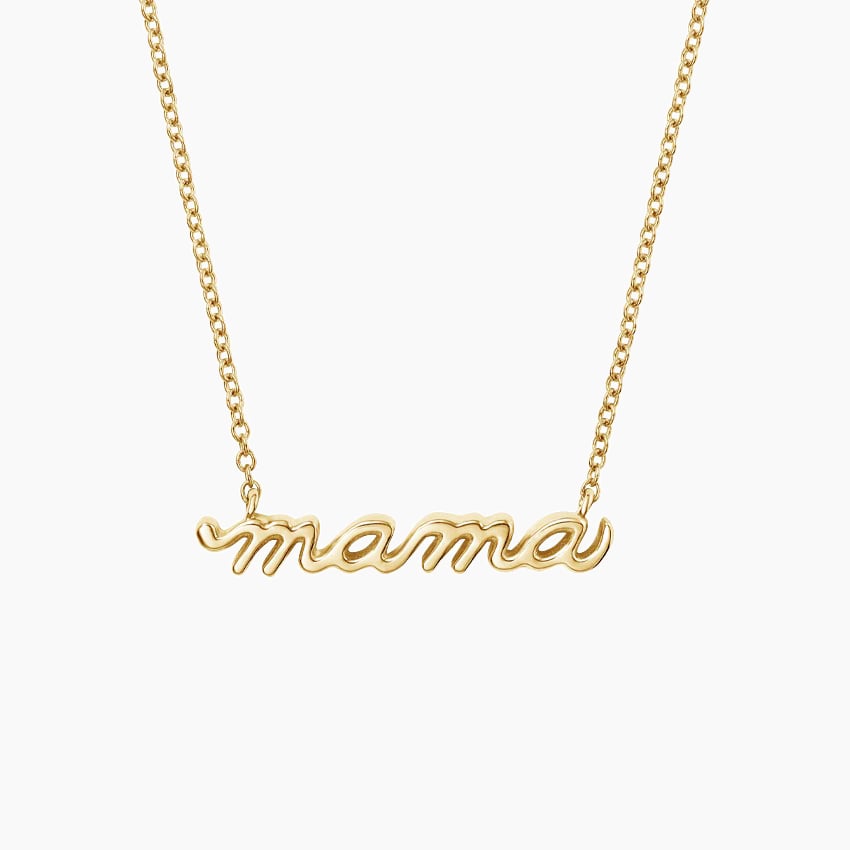 14K Yellow Gold Mama Pendant, large top view