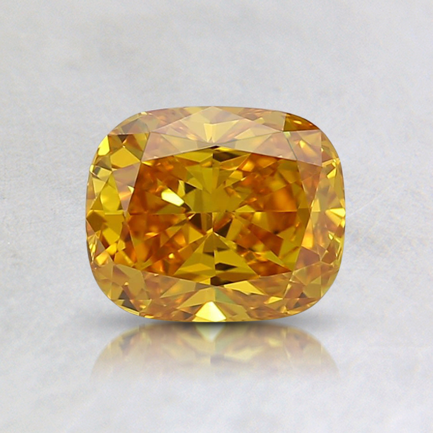 0.72 Ct. Fancy Vivid Orangy Yellow Cushion Lab Grown Diamond