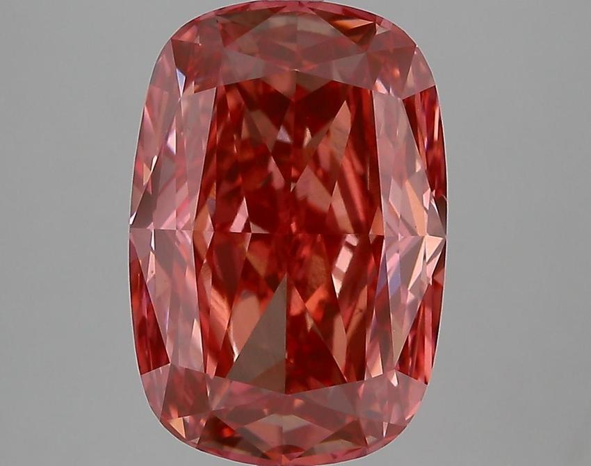 6.14 Ct. Fancy Vivid Pink Cushion Lab Grown Diamond