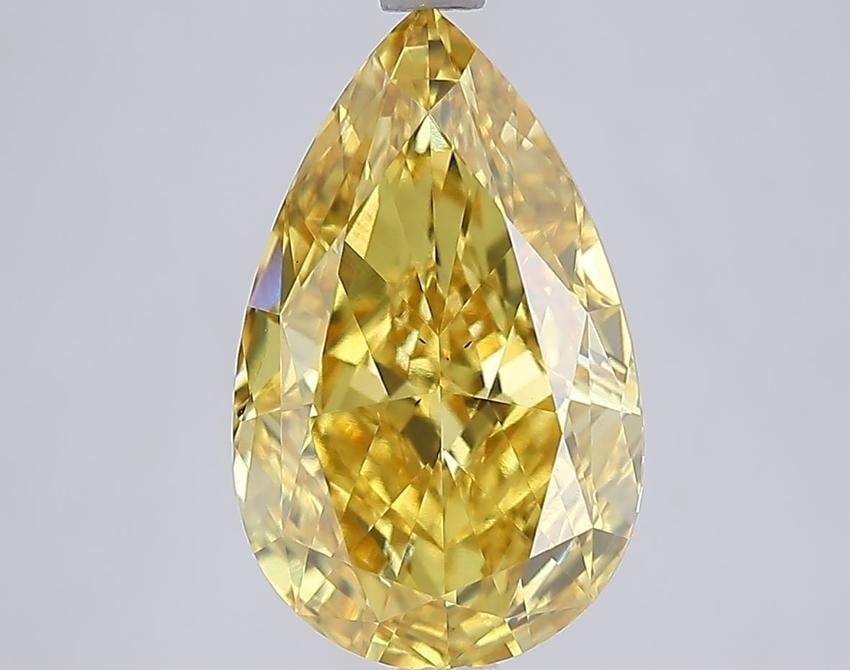4.02 Ct. Fancy Vivid Yellow Yellow Pear Lab Grown Diamond