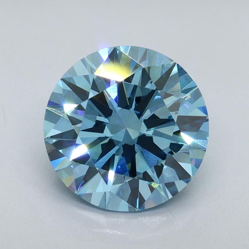 3.12 Ct. Fancy Vivid Blue Round Lab Grown Diamond
