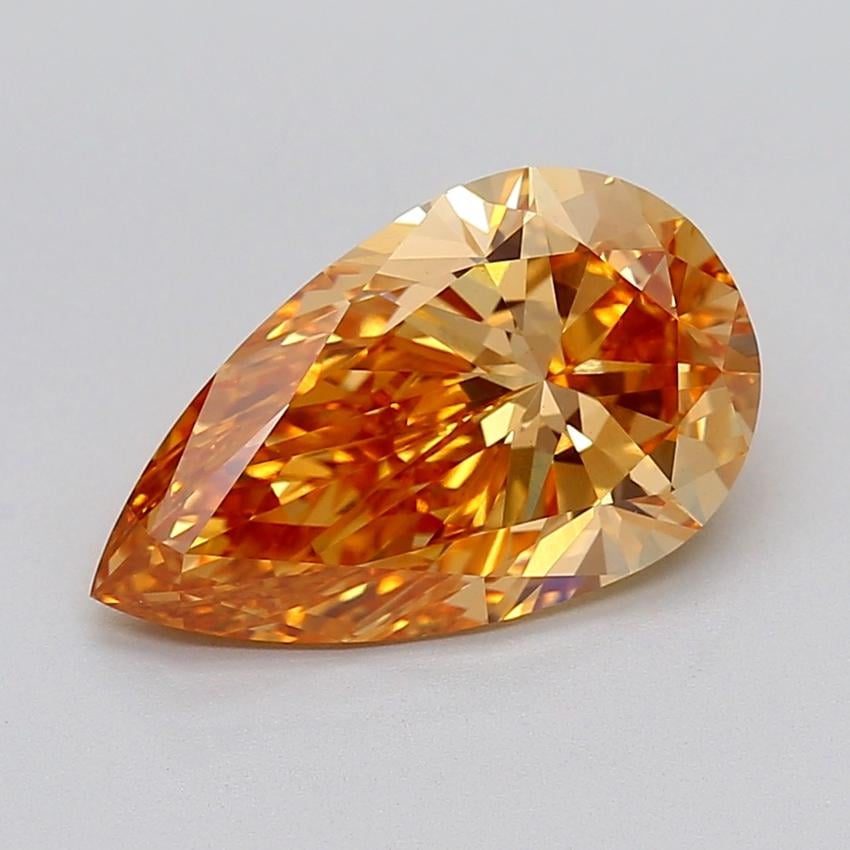 4.25 Ct. Fancy Vivid Yellow Orange Pear Lab Grown Diamond