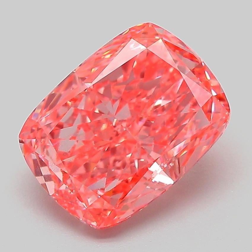 3.17 Ct. Fancy Vivid Pink Cushion Lab Grown Diamond