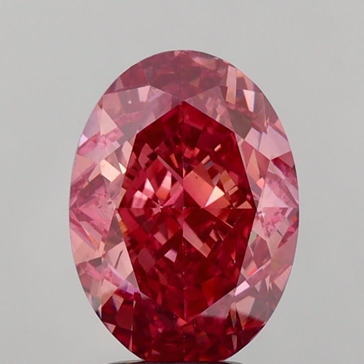 4.13 Ct. Fancy Vivid  Pink Oval Lab Grown Diamond