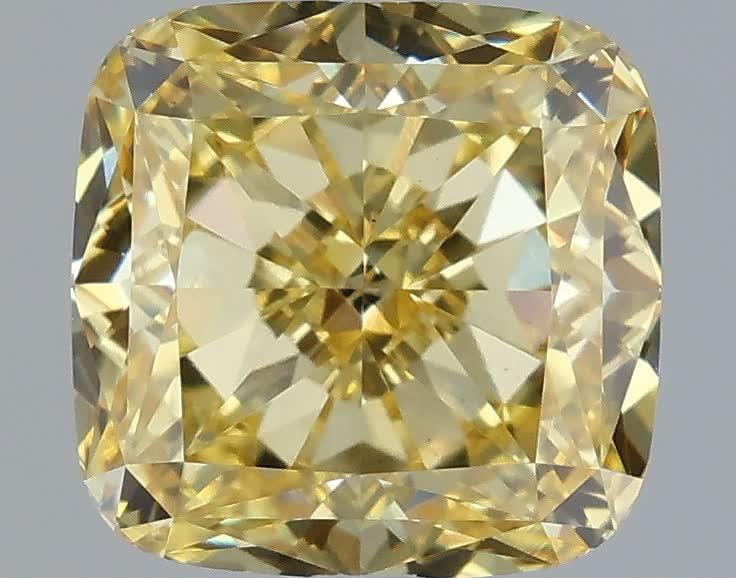 2.09 Ct. Fancy Intense Yellow Cushion Lab Grown Diamond