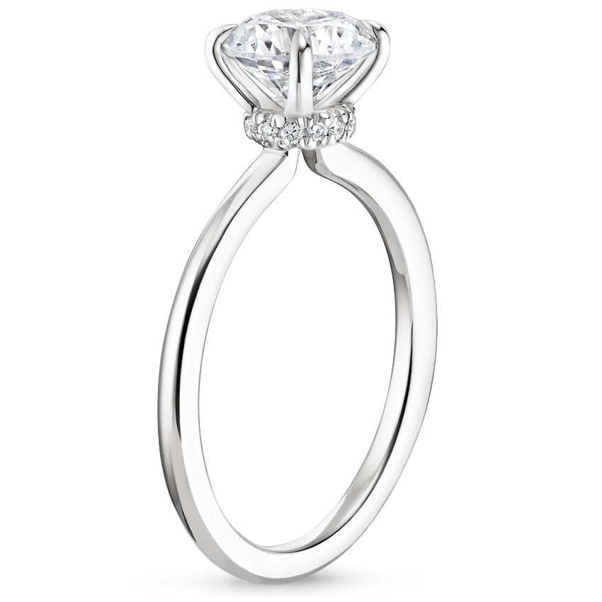 Platinum Secret Halo Diamond Ring, large side view