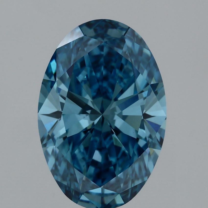 6.51 Ct. Fancy Vivid Blue Oval Lab Grown Diamond
