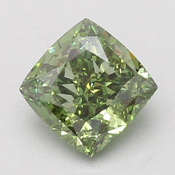 1.51 Ct. Fancy Vivid Green Cushion Lab Grown Diamond