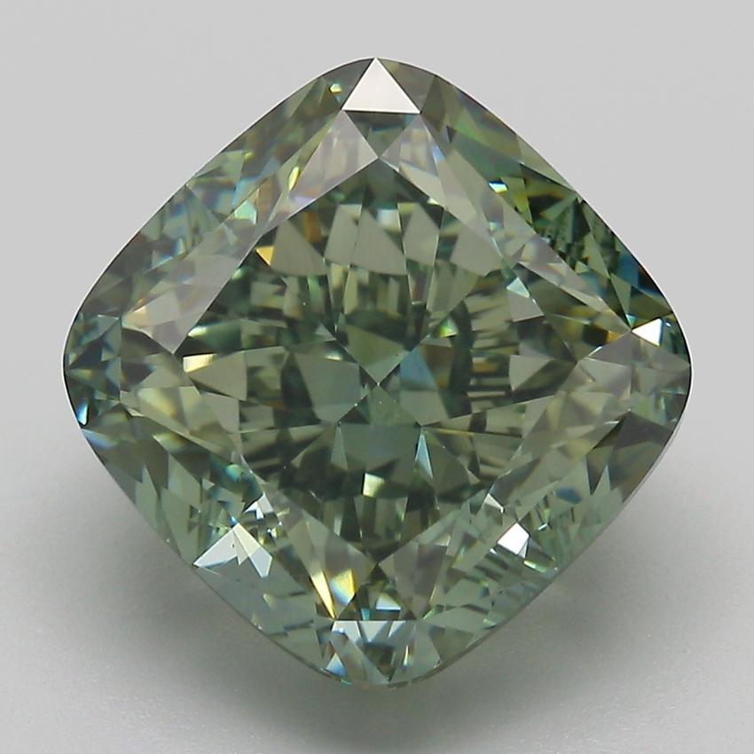 8.61 Ct. Fancy Intense  Green Cushion Lab Grown Diamond