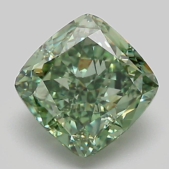 2.09 Ct. Fancy Vivid Green Cushion Lab Grown Diamond