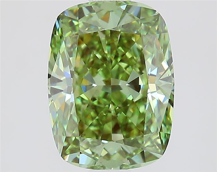 1.46 Ct. Fancy Vivid  Green Cushion Lab Grown Diamond