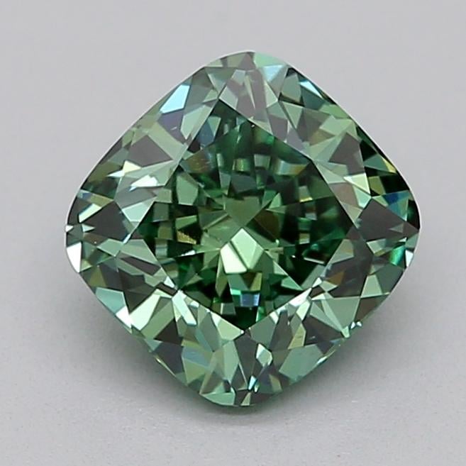 1.01 Ct. Fancy Vivid  Green Cushion Lab Grown Diamond