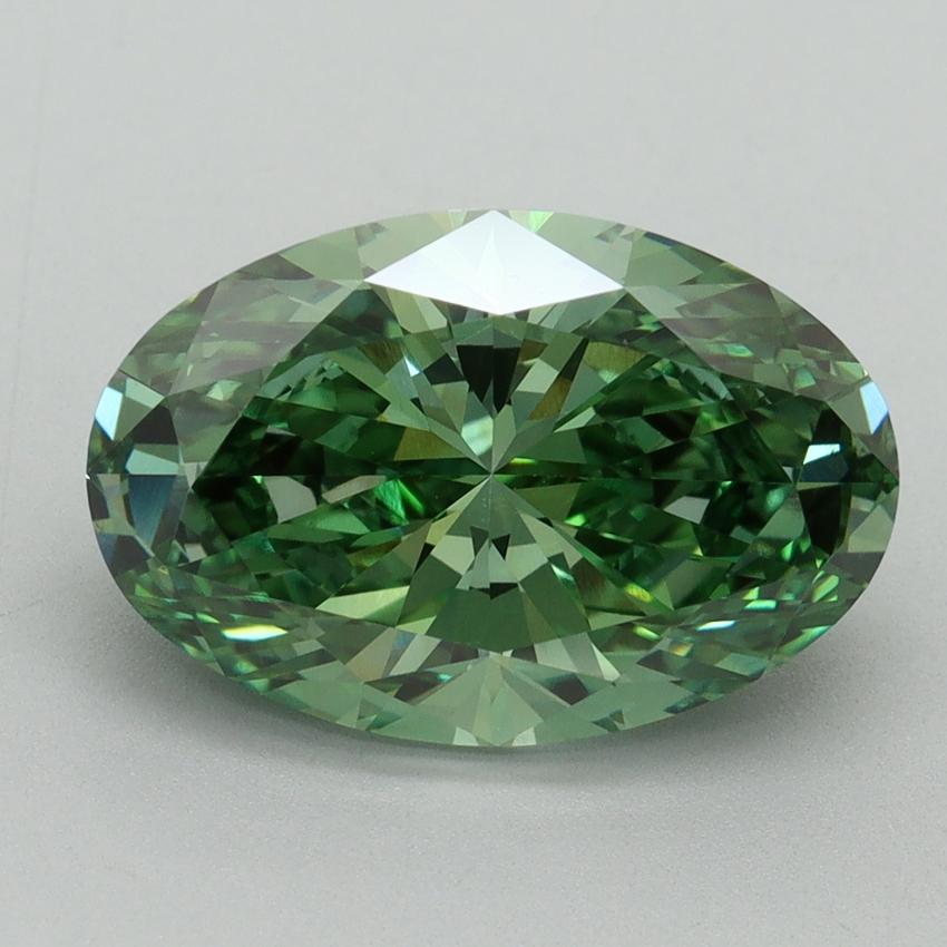4.13 Ct. Fancy Vivid Green Oval Lab Grown Diamond