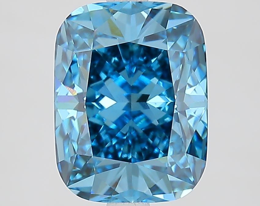3.08 Ct. Fancy Vivid Blue Cushion Lab Grown Diamond