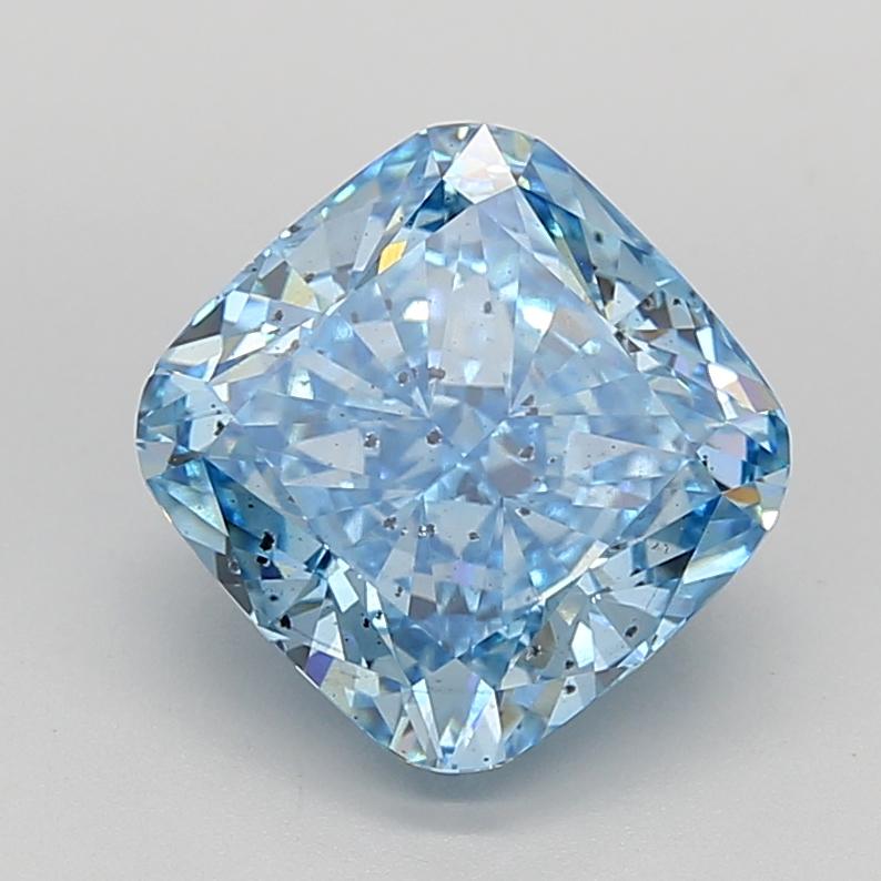 4.63 Ct. Fancy Vivid Blue Cushion Lab Grown Diamond