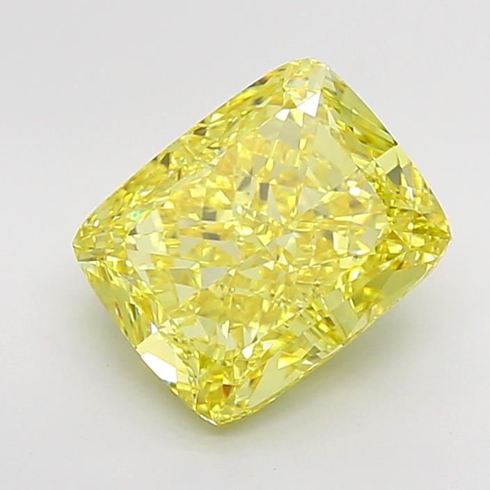 4.66 Ct. Fancy Vivid Yellow Cushion Lab Grown Diamond