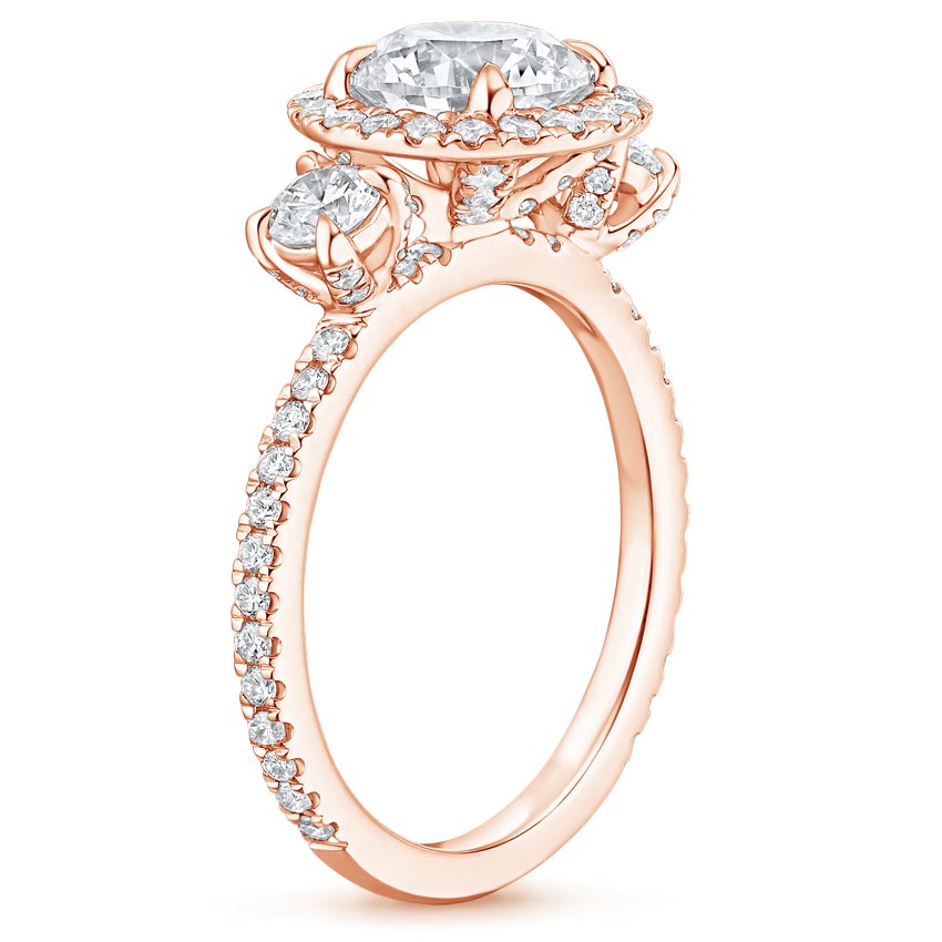 14K Rose Gold Three Stone Waverly Diamond Ring (3/4 ct. tw.), large side view