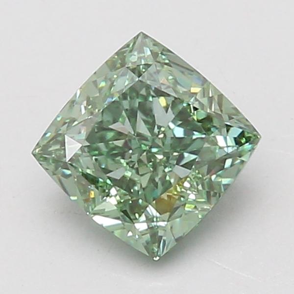 1.55 Ct. Fancy Vivid Green Cushion Lab Grown Diamond