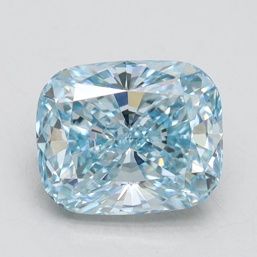 2.04 Ct. Fancy Vivid Blue Cushion Lab Grown Diamond