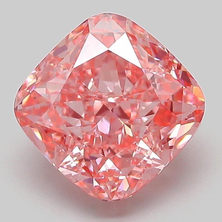 3.07 Ct. Fancy Vivid Pink Cushion Lab Grown Diamond