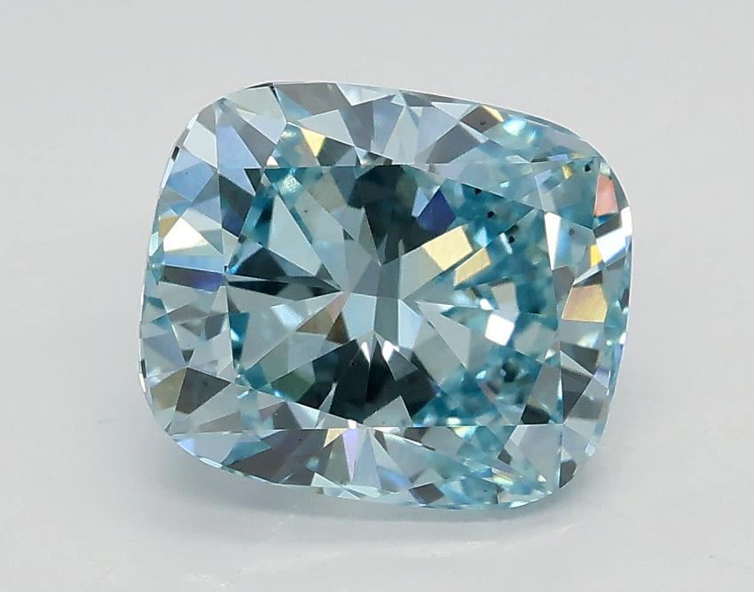 2.02 Ct. Fancy Intense Green Blue Cushion Lab Grown Diamond