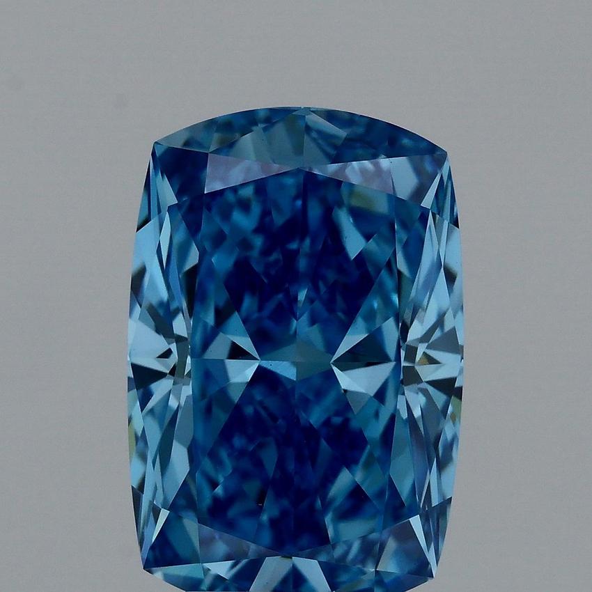 4.03 Ct. Fancy Vivid Blue Cushion Lab Grown Diamond