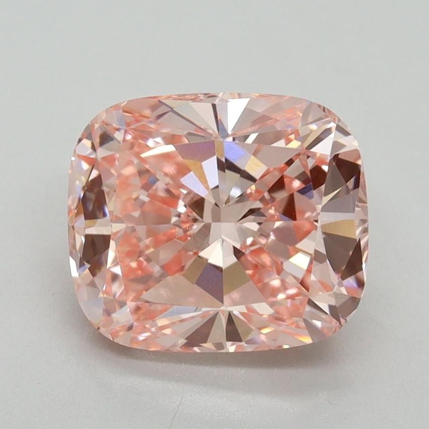 3.00 Ct. Fancy Vivid Pink Cushion Lab Grown Diamond