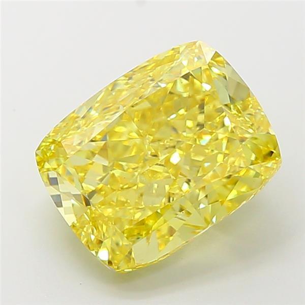 5.07 Ct. Fancy Vivid Yellow Cushion Lab Grown Diamond