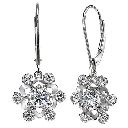 Diamond Snowflake Earrings (over 3/4 ct.tw.) in 18K White Gold