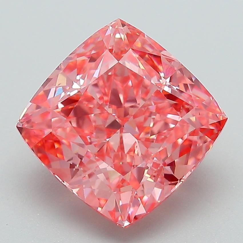 4.14 Ct. Fancy Vivid Pink Cushion Lab Grown Diamond