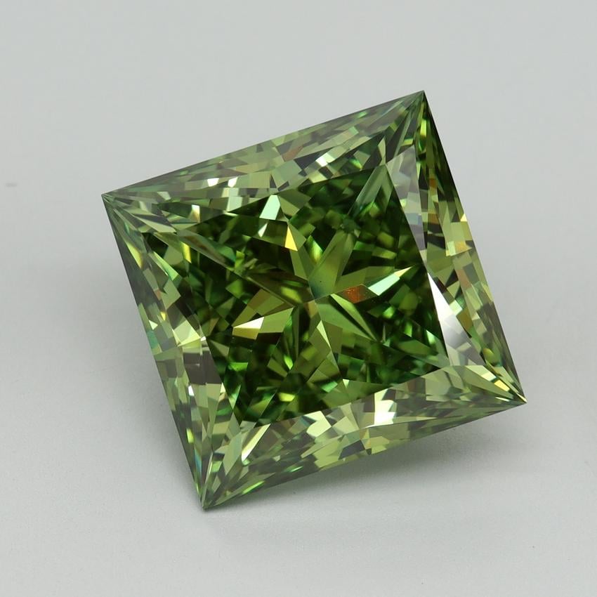 10.11 Ct. Fancy Vivid Green Princess Lab Grown Diamond