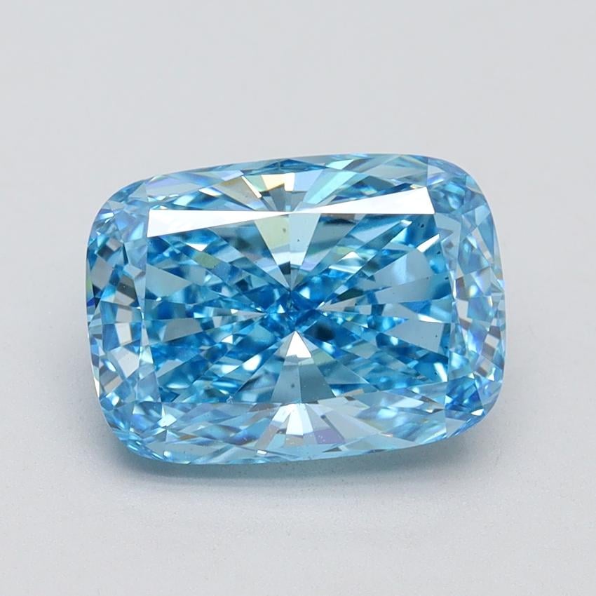 2.71 Ct. Fancy Vivid Blue Cushion Lab Grown Diamond